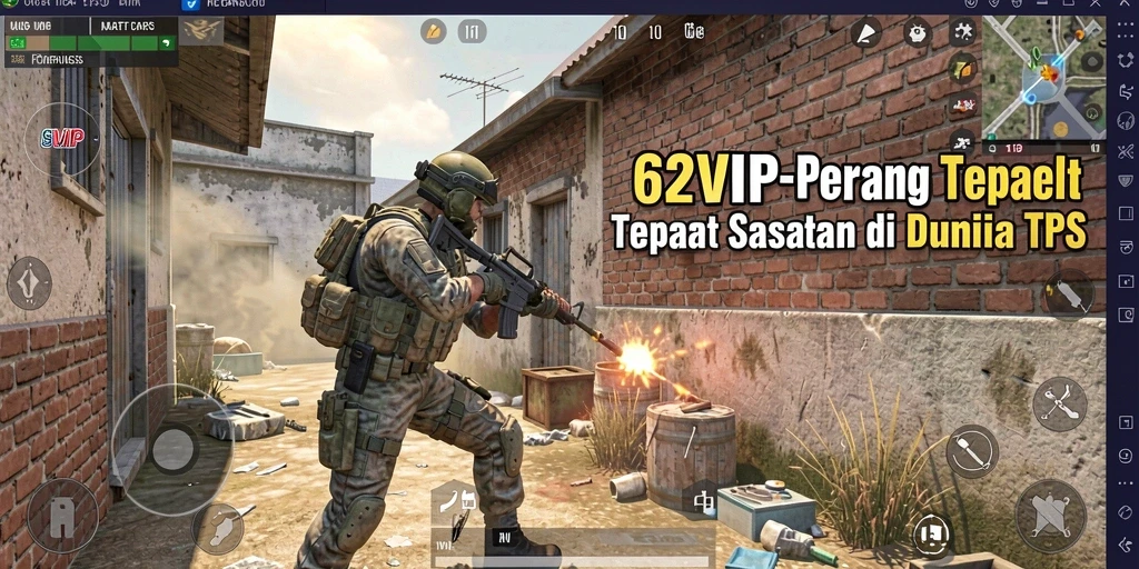 Screenshot utama 62VIP menunjukkan aksi seru dalam pertempuran TPS.