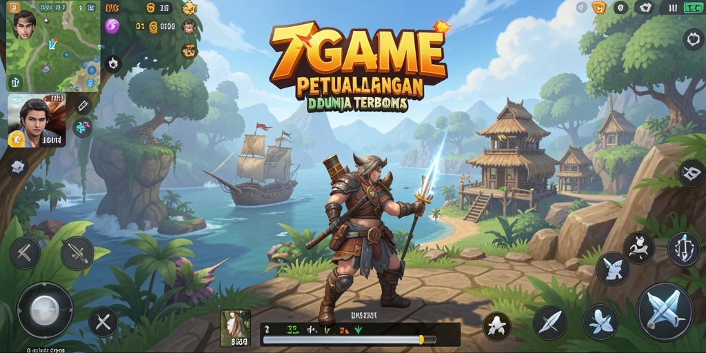 Screenshot gameplay 7GAME menampilkan petualangan luar biasa di dunia terbuka.