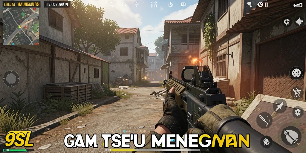 Screenshot 9SL menampilkan aksi seru dalam gameplay FPS.