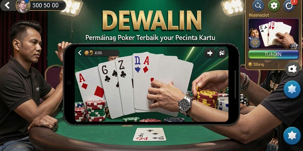 Tampilan gameplay Poker yang mendebarkan di DEWALIN.