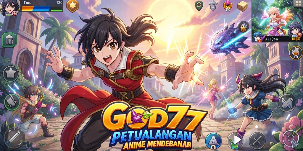 Tampilan gameplay GOD77 yang menakjubkan dengan pertarungan karakter anime.