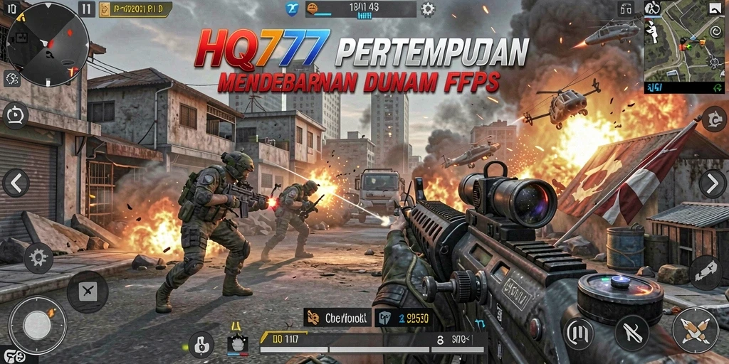 Screenshot gameplay HQ777 yang menunjukkan aksi tembak-menembak yang mendebarkan.