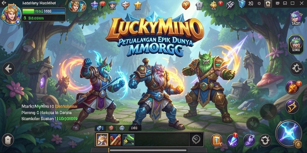 Tangkapan layar gameplay LUCKYMINO dengan karakter yang sedang berpetualang.