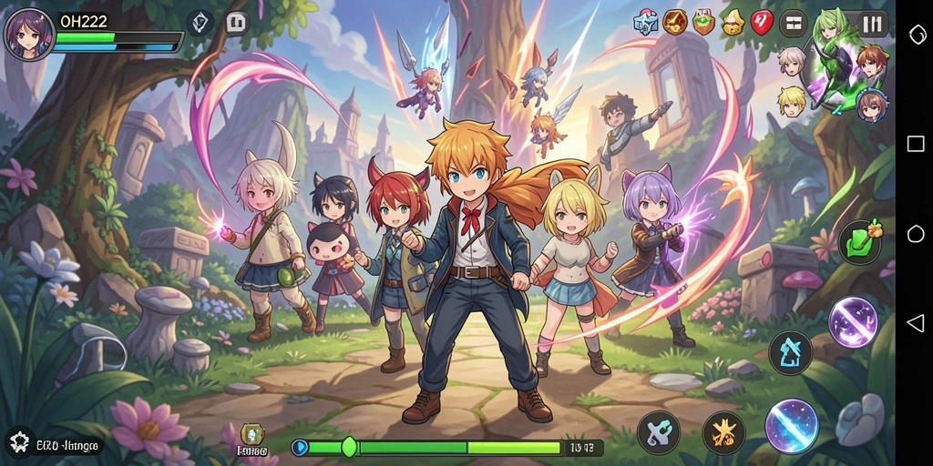 Tampilan gameplay seru dari game Anime OH222 dengan karakter ikonik.