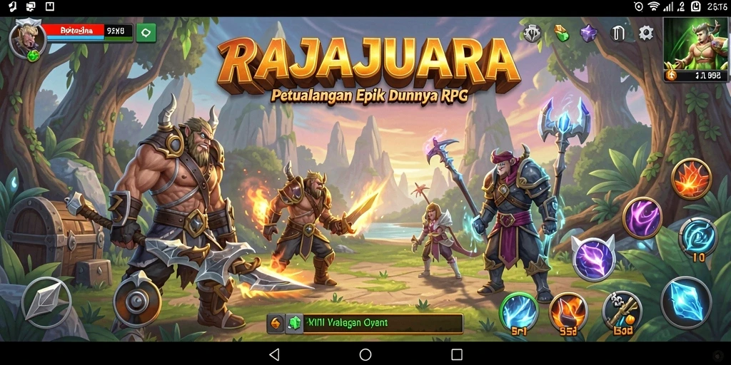 Tangkapan layar gameplay RAJAJUARA menampilkan pertarungan epik dan petualangan yang mendebarkan.