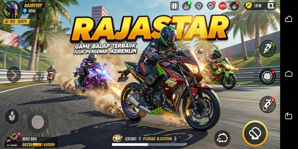 Tampilan mengesankan dari gameplay balap motor yang seru.