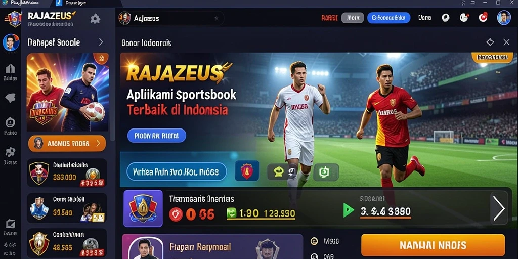 Tampilan gameplay <strong>RAJAZEUS</strong> dengan berbagai pilihan taruhan olahraga.