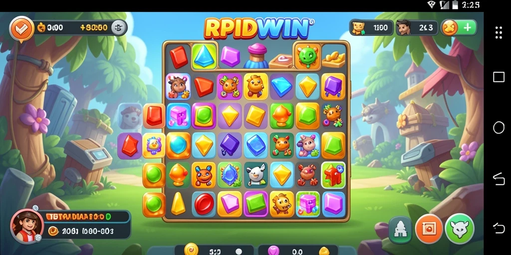 Tangkapan layar game RPIDWIN dengan gameplay Match-3 yang seru.