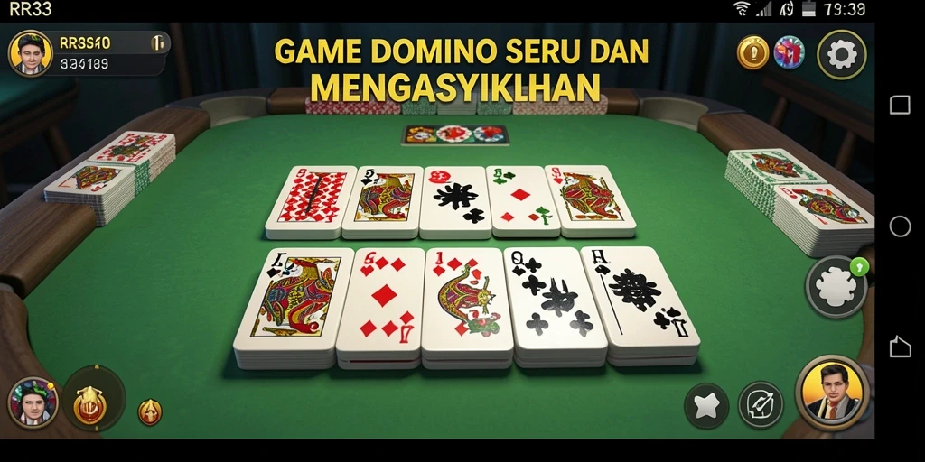 Screenshot gameplay RR33 menampilkan duel seru di meja Domino.