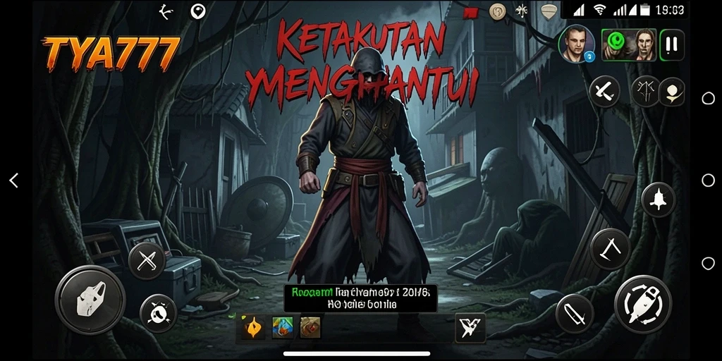 Screenshot gameplay mencekam di TYA777 yang menghadirkan suasana horror menegangkan.