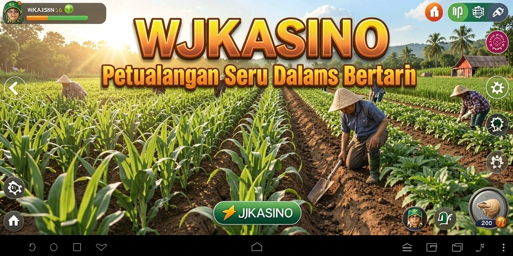 Tampilan gameplay seru WJKASINO dengan aktivitas bertani yang menarik.